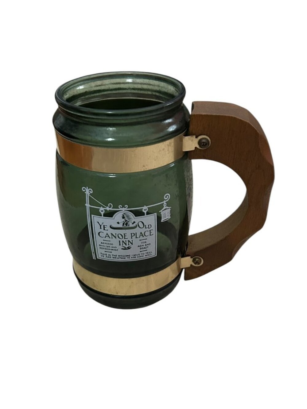 Vintage Siesta Ware Green Glass Tavern Mugs Set of 4 Wood Handles - Picture 10 of 14